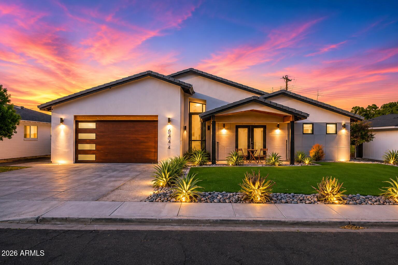6444 E Oak Street, Scottsdale — twilight exterior